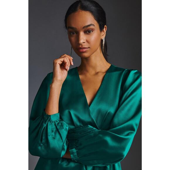 NWT Anthropologie Nikasha Embroidered Satin Dress - XS - Picture 3 of 7